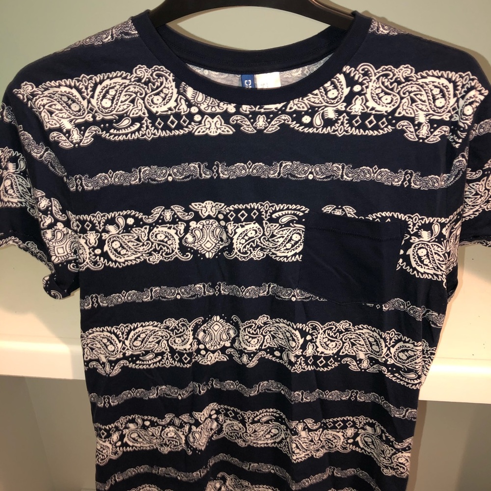 Navy Blue Paisley T shirt
